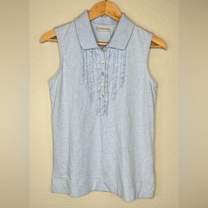 Daily Sports Ruffle Polo Sleeveless Shirt Medium Blue Golf‎ Tennis Top UV 40